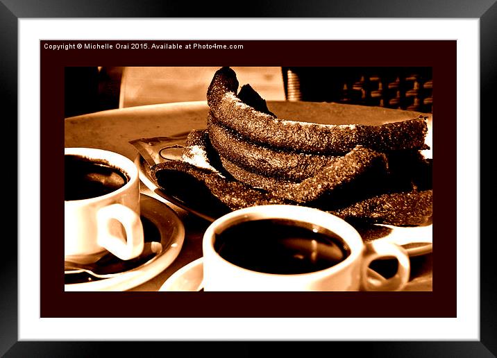Chocolate and Churros Framed Mounted Print by Michelle Orai