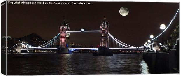 Moonlit Tower Bridge in London.   Canvas Print by Stephen Ward