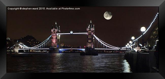 Moonlit Tower Bridge in London.   Framed Print by Stephen Ward