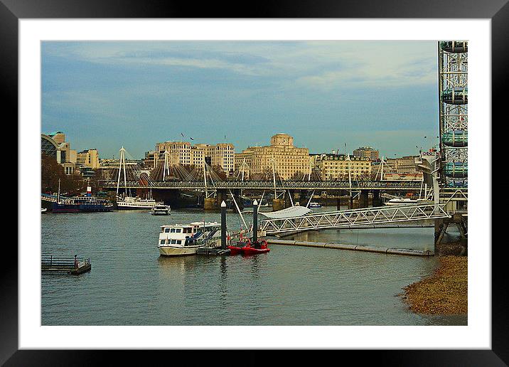 The river thames with its boats and bridges Framed Mounted Print by Alan Glicksman
