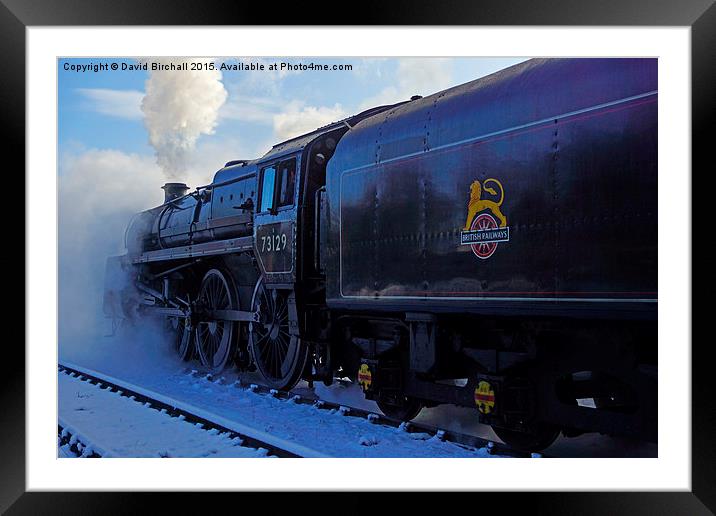Winter steam train 73129 Framed Mounted Print by David Birchall