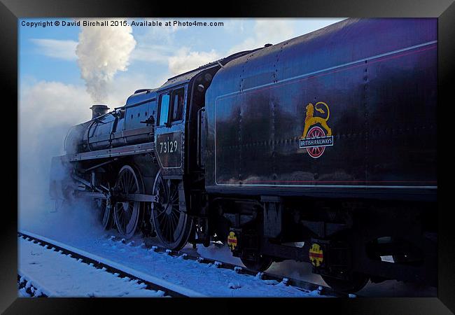 Winter steam train 73129 Framed Print by David Birchall