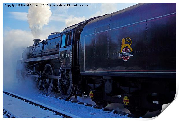 Winter steam train 73129 Print by David Birchall