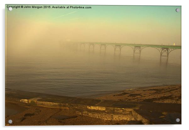  Clevedon Pier in fog. Acrylic by John Morgan