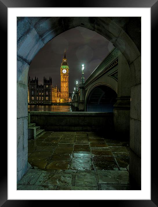  Big Ben in the rain Framed Mounted Print by Louise Wilden