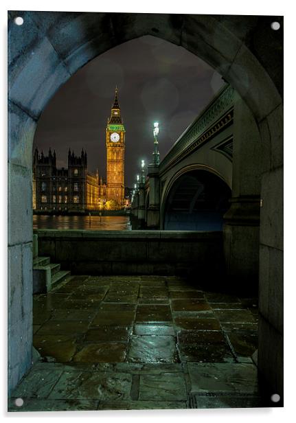  Big Ben in the rain Acrylic by Louise Wilden