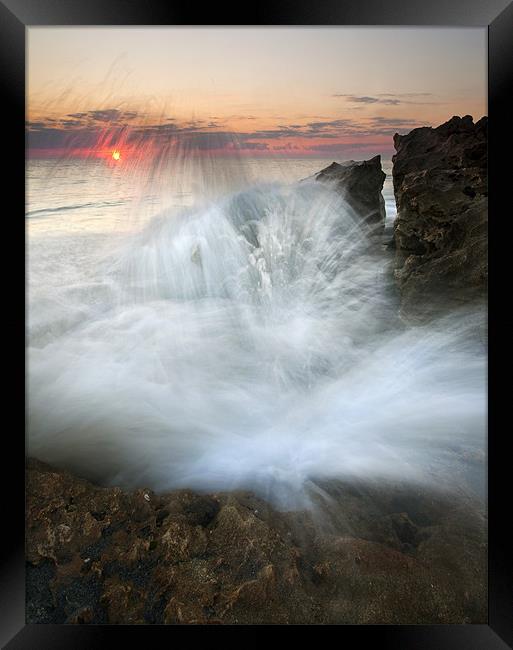 Blowing Rocks Sunrise Explosion Framed Print by Mike Dawson