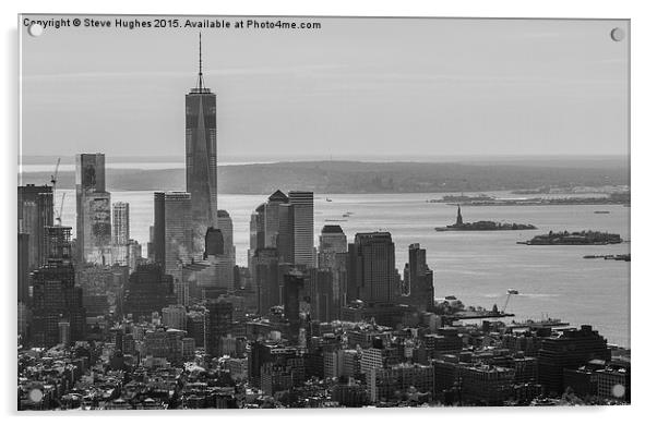  Downtown New York Skyline and Liberty Island Acrylic by Steve Hughes