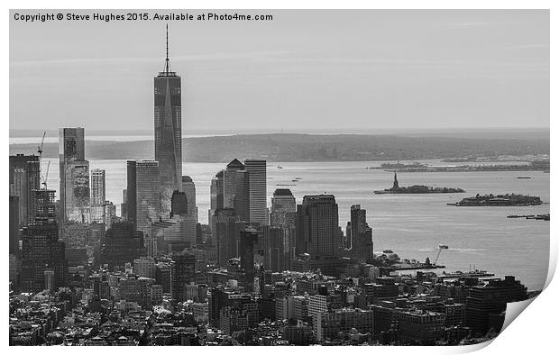  Downtown New York Skyline and Liberty Island Print by Steve Hughes