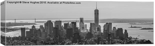  Downtown New York Skyline and Liberty Island Canvas Print by Steve Hughes