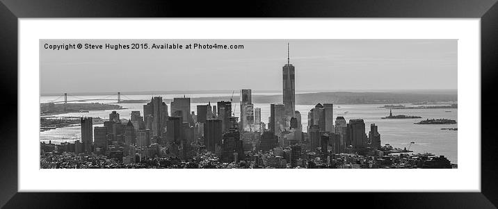 Downtown New York Skyline and Liberty Island Framed Mounted Print by Steve Hughes