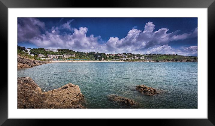  Langland and Rotherslade bays Framed Mounted Print by Leighton Collins
