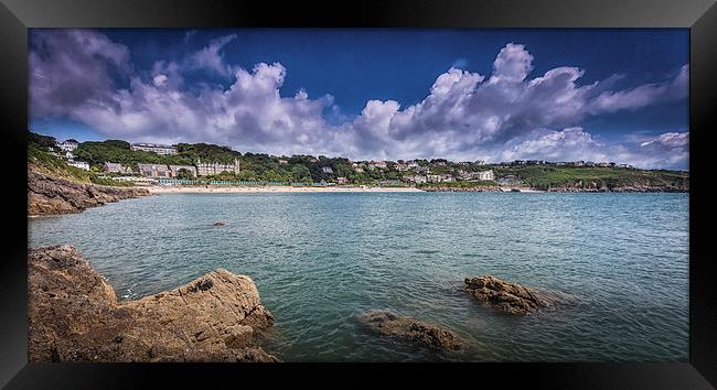  Langland and Rotherslade bays Framed Print by Leighton Collins