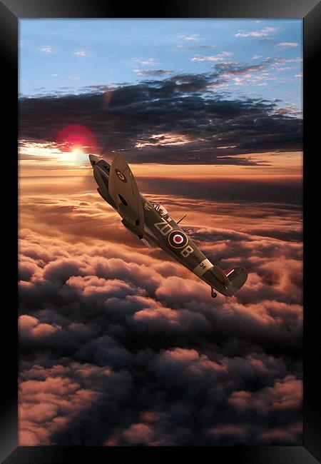 Spitfire Sundown  Framed Print by J Biggadike