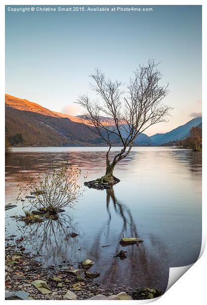  Sunset Reflections at Llyn Padarn Print by Christine Smart