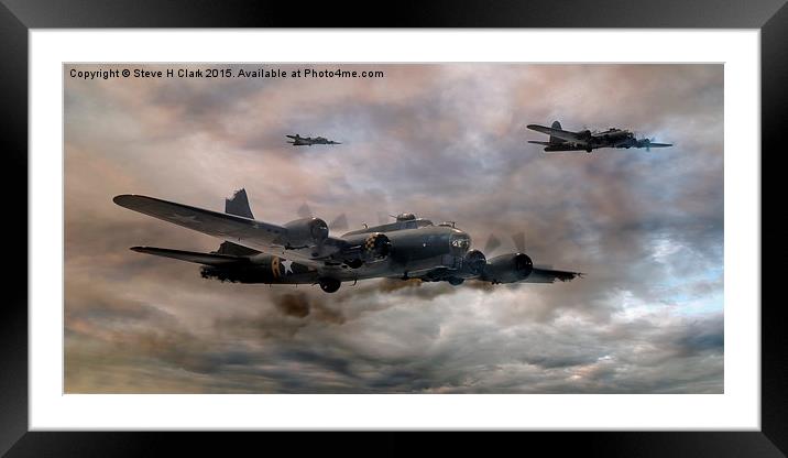  B-17 Flying Fortress - Almost Home 2 Framed Mounted Print by Steve H Clark