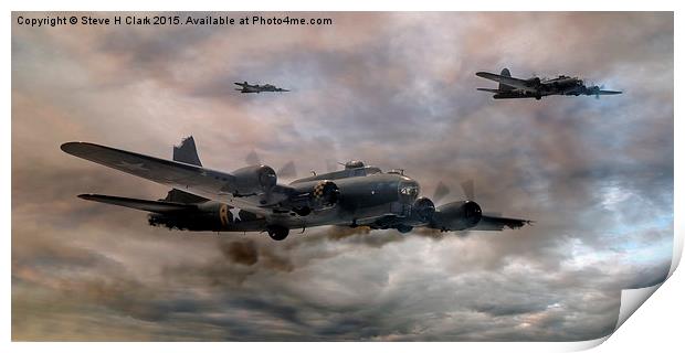  B-17 Flying Fortress - Almost Home 2 Print by Steve H Clark