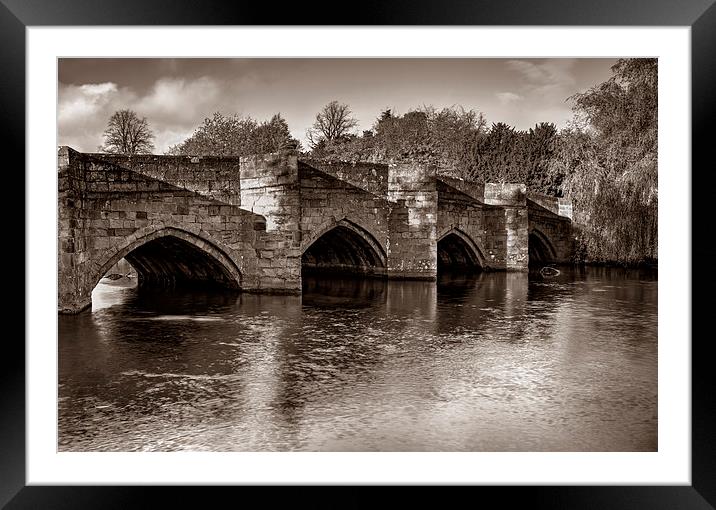 Bakewell Bridge in Sepia  Framed Mounted Print by Darren Galpin