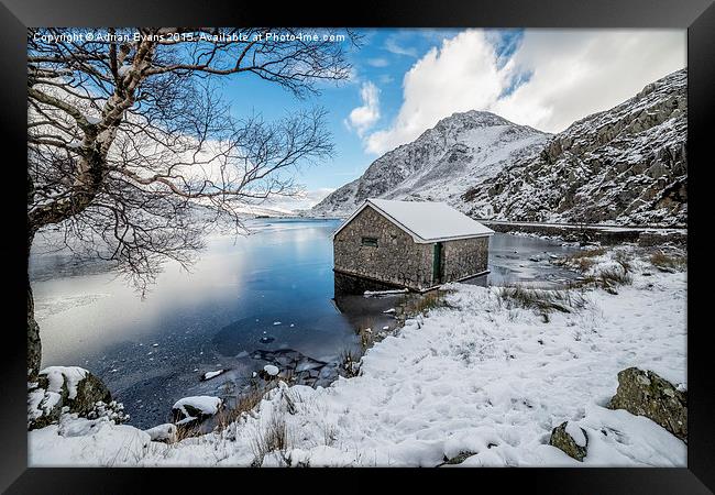 Ogwen Boat House Snowdonia  Framed Print by Adrian Evans