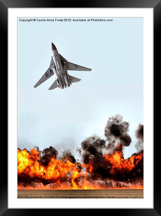  F111 with Fire Framed Mounted Print by Carole-Anne Fooks