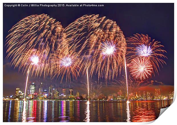  Perth WA Skyworks Australia day 2015 - 3 Print by Colin Williams Photography