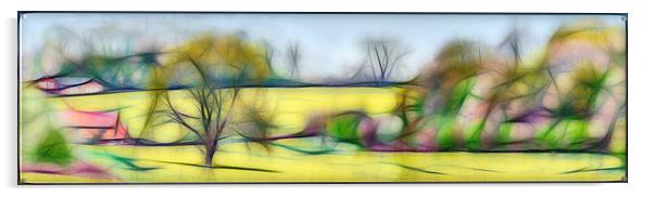  Spring Fields - Digital Art Acrylic by Ceri Jones