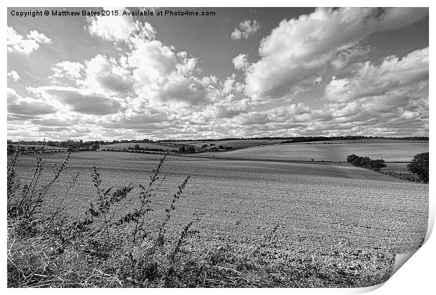 Farmland near Farnborough Print by Matthew Bates