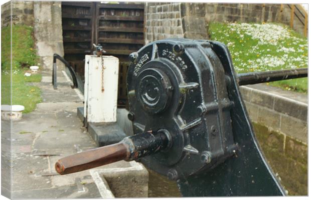 Detail of a canal lock paddle Canvas Print by Gareth Wild
