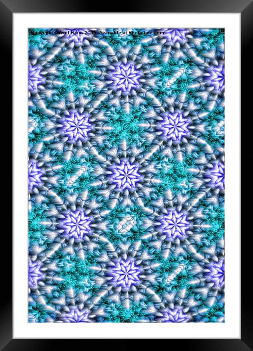 Snowflake kaleidoscope pattern Framed Mounted Print by Avril Harris