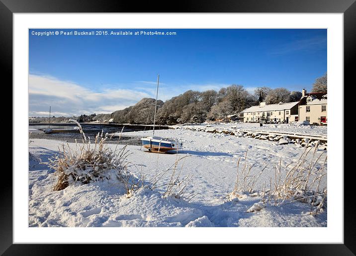 Snow Scene in Red Wharf Bay Framed Mounted Print by Pearl Bucknall