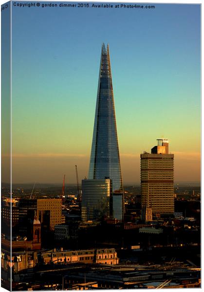  The Shard as the sun goes down Canvas Print by Gordon Dimmer