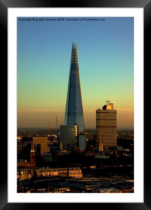  The Shard as the sun goes down Framed Mounted Print by Gordon Dimmer