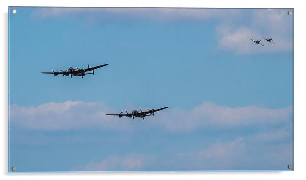  Two Lancaster Bombers, Spitfire and Hurricane Acrylic by Graham Pickavance