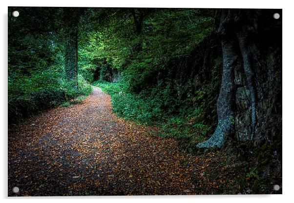  Golden Autumn lane  Acrylic by Leighton Collins