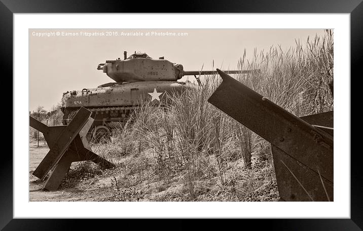  Sherman Tank at Utah Beach Framed Mounted Print by Eamon Fitzpatrick