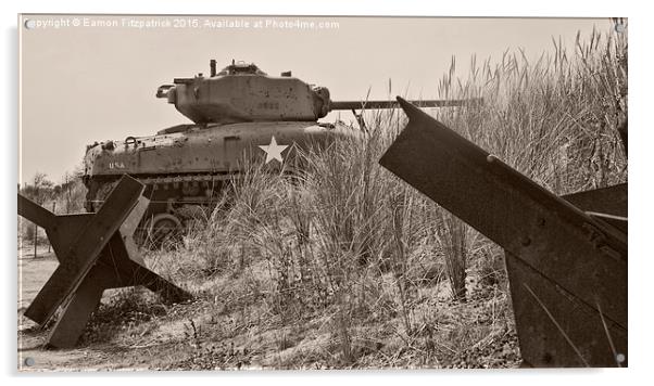  Sherman Tank at Utah Beach Acrylic by Eamon Fitzpatrick