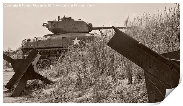  Sherman Tank at Utah Beach Print by Eamon Fitzpatrick