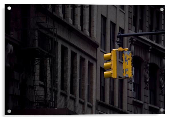 Traffic Light of New York Acrylic by Eamon Fitzpatrick