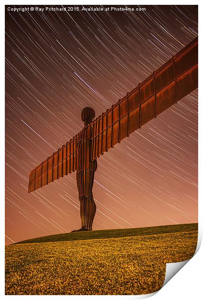  Angel of the North at Night Print by Ray Pritchard
