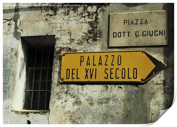  Old Italian street signs Print by Kerry Goddard