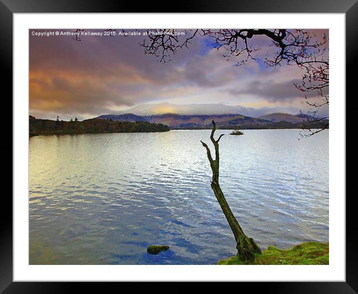  DERWENT WATER Framed Mounted Print by Anthony Kellaway