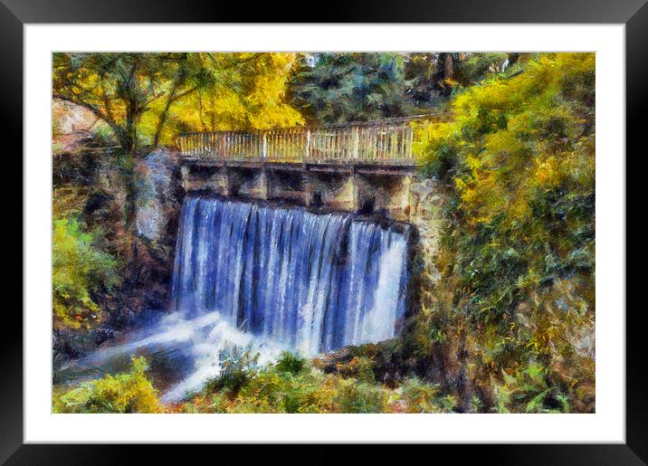 Autumn Waterfall Bridge  Framed Mounted Print by Ian Mitchell