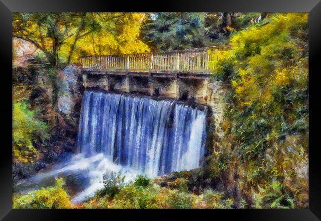 Autumn Waterfall Bridge  Framed Print by Ian Mitchell