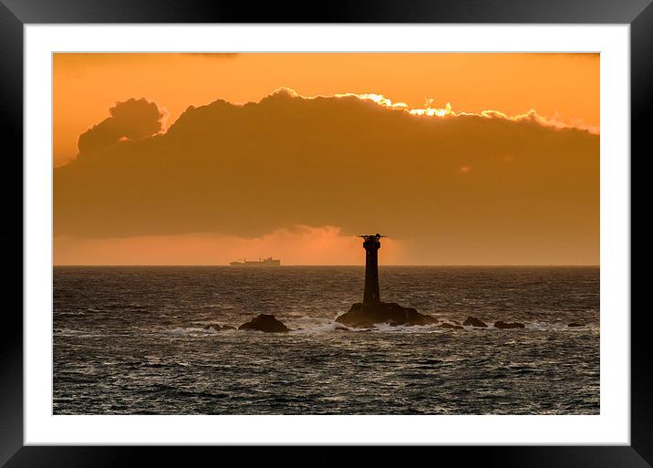 Longships Lighthouse Framed Mounted Print by Bob Small