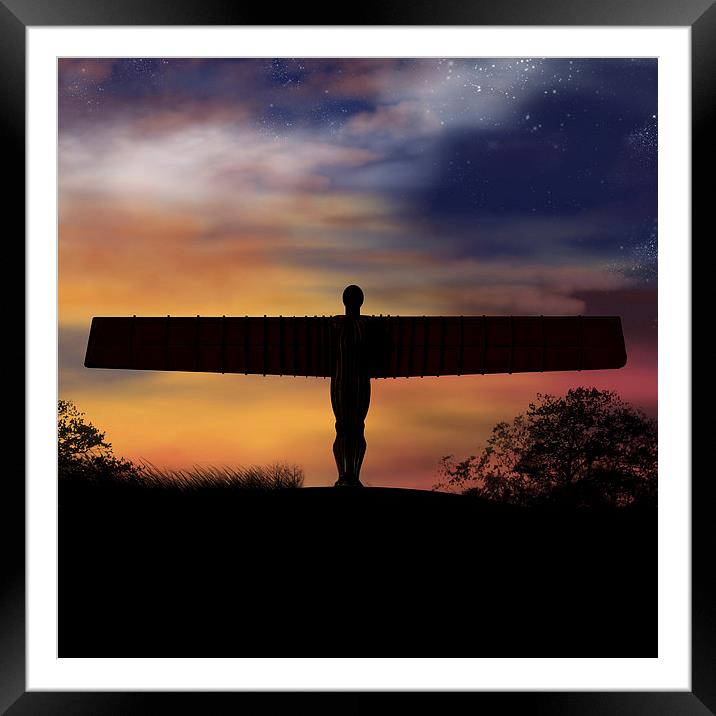 Angel Of The North Digital Painting Framed Mounted Print by Tanya Hall