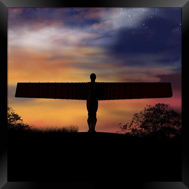Angel Of The North Digital Painting Framed Print by Tanya Hall