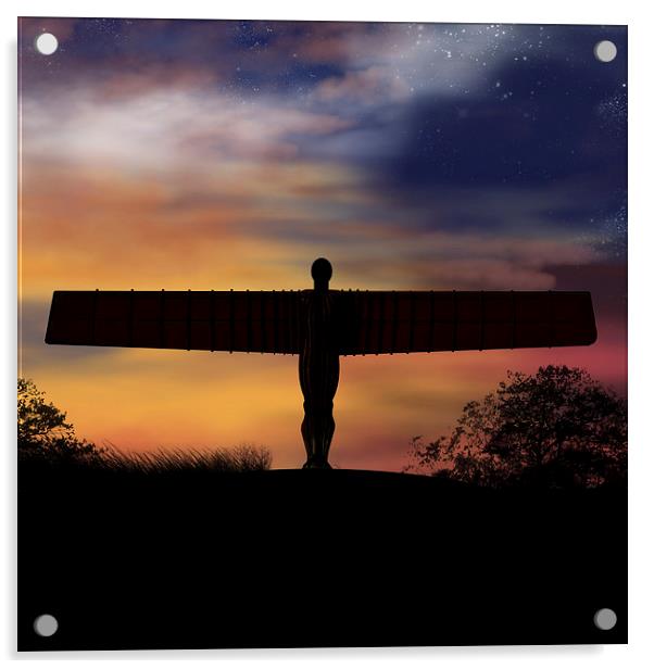 Angel Of The North Digital Painting Acrylic by Tanya Hall