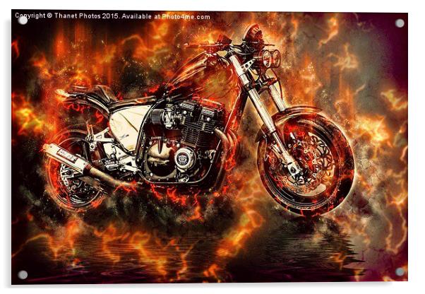  Street Bike in flames Acrylic by Thanet Photos