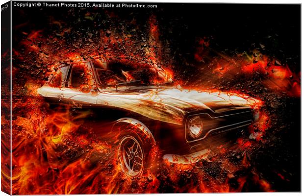 Exploding car  Canvas Print by Thanet Photos