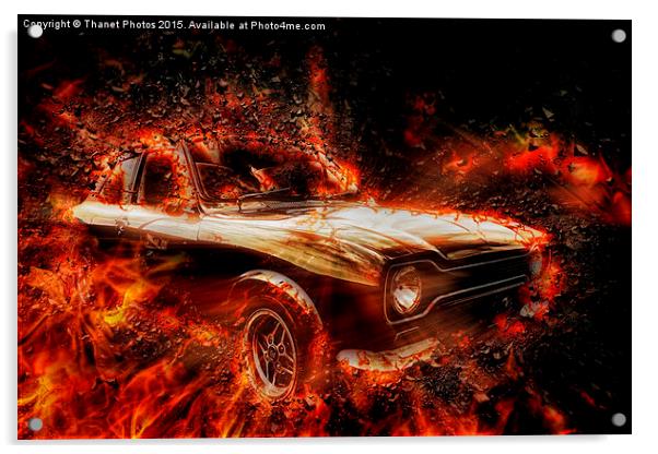 Exploding car  Acrylic by Thanet Photos
